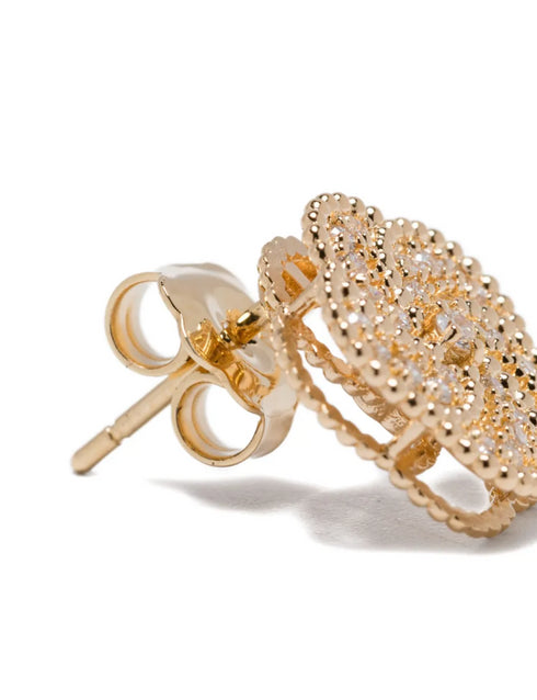 18K yellow gold diamond flower earrings